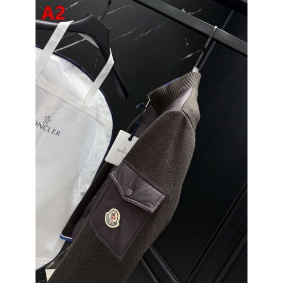 MONCLER Sleeve Pocket Knit Hybrid Stand Collar Down Jacket 95% Duck Down Black Brown Unisex 2026AW