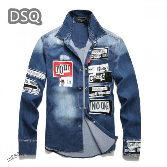 Elegant Men's Denim Coat for Adults 2022 DSQUARED2 Elegant Men's Denim Coat for Adults 2022 DSQUARED2