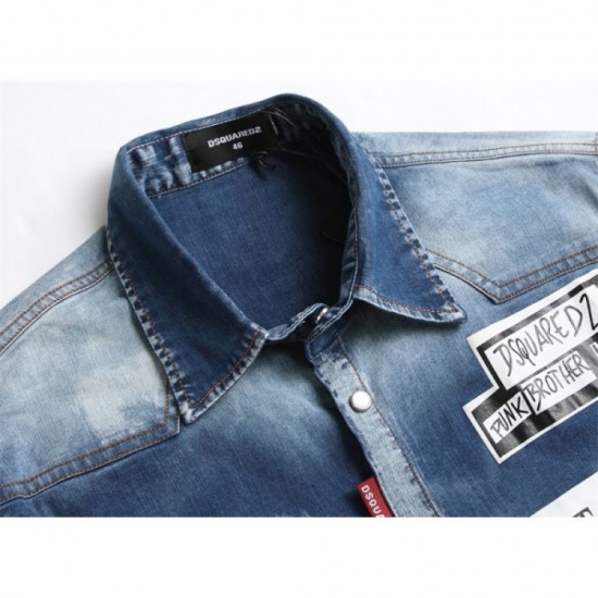 Elegant Men's Denim Coat for Adults 2022 DSQUARED2 Elegant Men's Denim Coat for Adults 2022 DSQUARED2