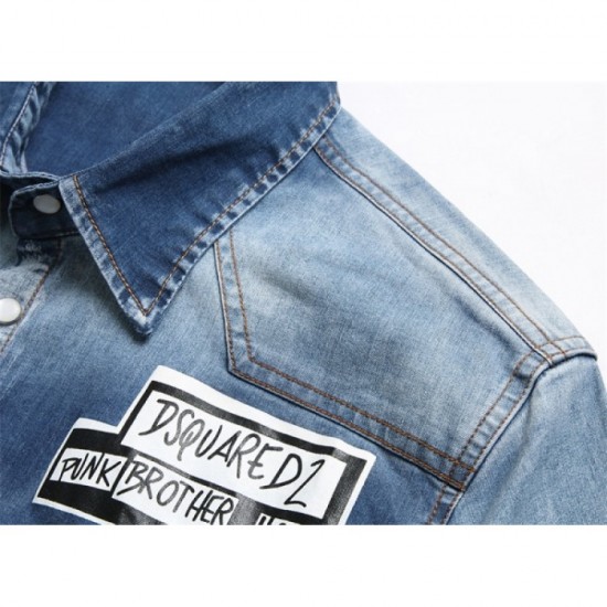 Elegant Men's Denim Coat for Adults 2022 DSQUARED2 Elegant Men's Denim Coat for Adults 2022 DSQUARED2