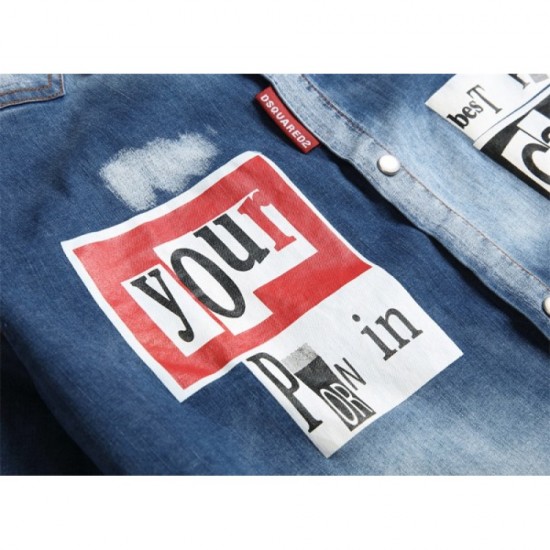 Elegant Men's Denim Coat for Adults 2022 DSQUARED2 Elegant Men's Denim Coat for Adults 2022 DSQUARED2