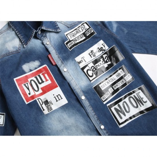 Elegant Men's Denim Coat for Adults 2022 DSQUARED2 Elegant Men's Denim Coat for Adults 2022 DSQUARED2