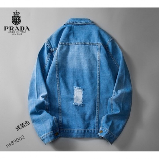 Men's Denim Coat with a Remarkable Omission 2022 PRADA Prada Men's Denim Coat with a Remarkable Omission 2022 PRADA Prada