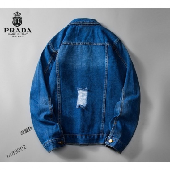 Men's Denim Coat with a Remarkable Omission 2022 PRADA Prada Men's Denim Coat with a Remarkable Omission 2022 PRADA Prada