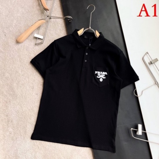 PRADA Men's short-sleeved T-shirt 2022 New Moderate casual feeling Prada PRADA Men's short-sleeved T-shirt 2022 New Moderate casual feeling Prada