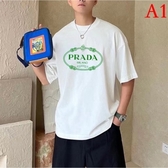 PRADA Men's short-sleeved T-shirt 2022 New solid fabric feeling Prada PRADA Men's short-sleeved T-shirt 2022 New solid fabric feeling Prada