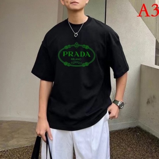 PRADA Men's short-sleeved T-shirt 2022 New solid fabric feeling Prada PRADA Men's short-sleeved T-shirt 2022 New solid fabric feeling Prada