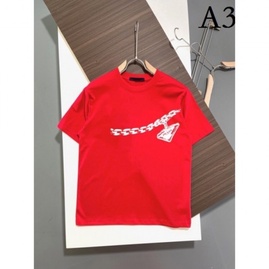 PRADA Prada 2022SS men's short-sleeved T-shirt popular red shop PRADA Prada 2022SS men's short-sleeved T-shirt popular red shop