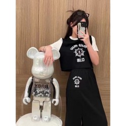 Attractive point Short-sleeved T-shirt + slit skirt top and bottom set 2023SS MIU MIU