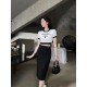 Summer-like new arrival short-sleeved T-shirt + tight skirt top and bottom set 2023SS PRADA Prada Summer-like new arrival short-sleeved T-shirt + tight skirt top and bottom set 2023SS PRADA Prada
