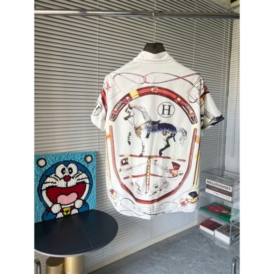 2023SS latest fashionable logo short-sleeved shirt HERMES Hermes 2023SS latest fashionable logo short-sleeved shirt HERMES Hermes