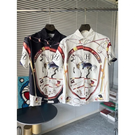 2023SS latest fashionable logo short-sleeved shirt HERMES Hermes 2023SS latest fashionable logo short-sleeved shirt HERMES Hermes
