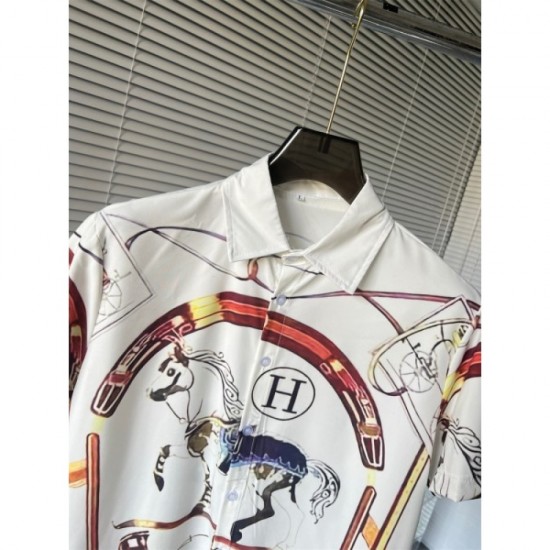 2023SS latest fashionable logo short-sleeved shirt HERMES Hermes 2023SS latest fashionable logo short-sleeved shirt HERMES Hermes