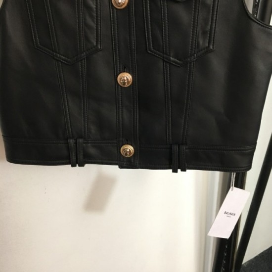 BALMAIN Balmain 2023FW leather vest Finished in a sexy style BALMAIN Balmain 2023FW leather vest Finished in a sexy style