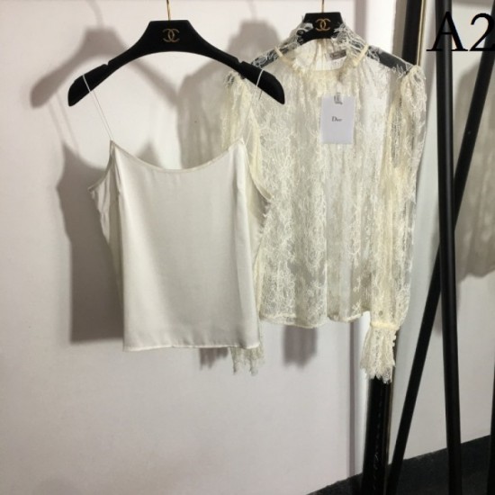 DIOR Fashion trend 2023SS see-through lace shirt tops DIOR Fashion trend 2023SS see-through lace shirt tops
