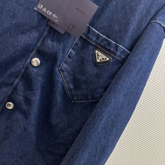 2023FW Denim Shirt PRADA Stylish Style 2023FW Denim Shirt PRADA Stylish Style