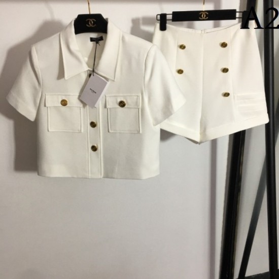 BALMAIN This is perfect 2023SS short sleeve coat + high waist pants 2 piece set up BALMAIN This is perfect 2023SS short sleeve coat + high waist pants 2 piece set up