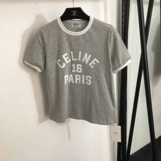 CELINE Celine 2023SS short-sleeved T-shirt Simple and mature impression is wonderful CELINE Celine 2023SS short-sleeved T-shirt Simple and mature impression is wonderful