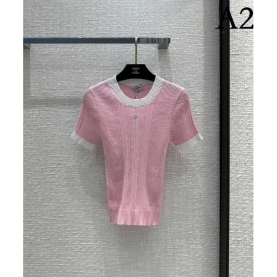 CHANEL Chanel Latest Featured Fashion 2023SS Short Sleeve Knit CHANEL Chanel Latest Featured Fashion 2023SS Short Sleeve Knit