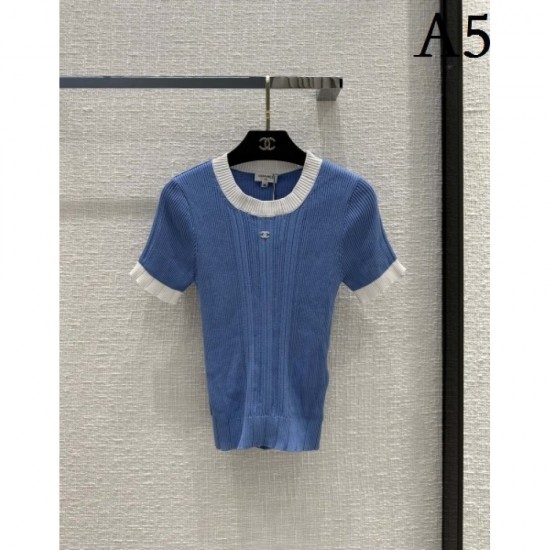 CHANEL Chanel Latest Featured Fashion 2023SS Short Sleeve Knit CHANEL Chanel Latest Featured Fashion 2023SS Short Sleeve Knit