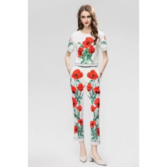 Surprise price short-sleeved T-shirt + straight pants top and bottom set 2023SS DOLCE & GABBANA Dolce & Gabbana Surprise price short-sleeved T-shirt + straight pants top and bottom set 2023SS DOLCE & GABBANA Dolce & Gabbana