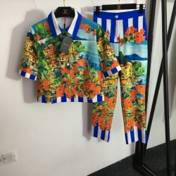 DOLCE & GABBANA Dolce & Gabbana 2023SS short sleeve top and bottom set classic for summer