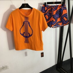 HERMES Hermes 2023SS short sleeve set with the latest fashionable logo