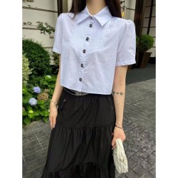 MIU MIU 2023SS short-sleeved shirt Unique spring and summer coordination