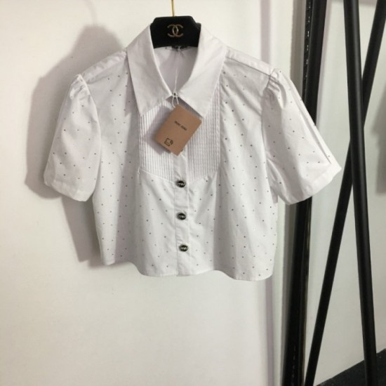 MIU MIU 2023SS short-sleeved shirt Unique spring and summer coordination MIU MIU 2023SS short-sleeved shirt Unique spring and summer coordination