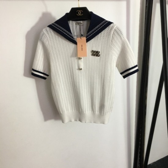 MIU MIU 2023SS short sleeve knit latest trend fashion new arrival MIU MIU 2023SS short sleeve knit latest trend fashion new arrival