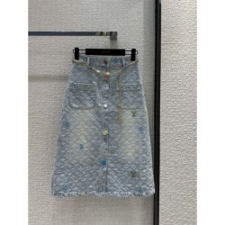 2024SS Denim Skirt LOUIS VUITTON Louis Vuitton Special Price New Limited Edition