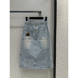 2024SS Denim Skirt LOUIS VUITTON Louis Vuitton Special Price New Limited Edition