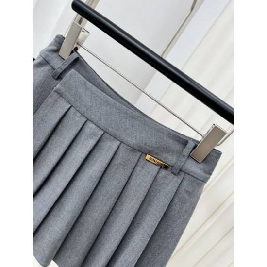 2024SS Pleated Skirt MIU MIU Adult Casual 2024SS Pleated Skirt MIU MIU Adult Casual