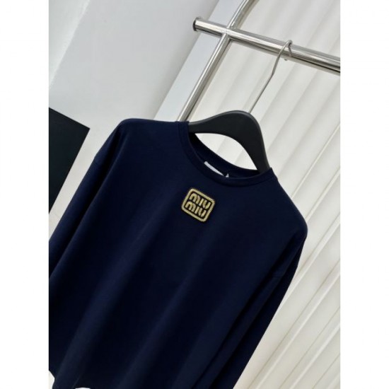2024SS Long Sleeve T-shirt MIU MIU Feminine!Popular 2024SS Long Sleeve T-shirt MIU MIU Feminine!Popular