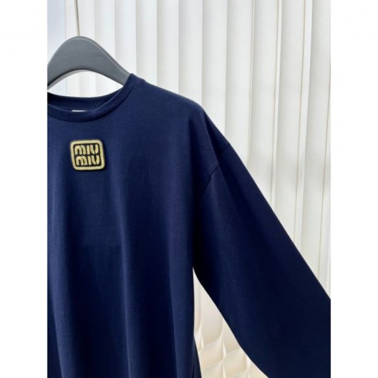 2024SS Long Sleeve T-shirt MIU MIU Feminine!Popular 2024SS Long Sleeve T-shirt MIU MIU Feminine!Popular