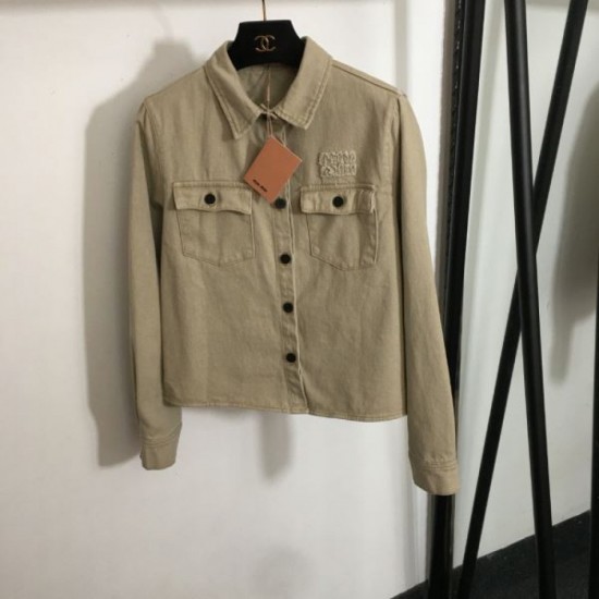 MIU MIU Miu Miu Denim Shirt 2024FW Latest Autumn/Winter Works Sure to Sold Out MIU MIU Miu Miu Denim Shirt 2024FW Latest Autumn/Winter Works Sure to Sold Out