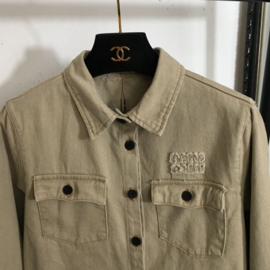 MIU MIU Miu Miu Denim Shirt 2024FW Latest Autumn/Winter Works Sure to Sold Out MIU MIU Miu Miu Denim Shirt 2024FW Latest Autumn/Winter Works Sure to Sold Out