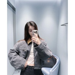 MIU MIU Denim Coat 2024FW New Sale Popular Autumn Item