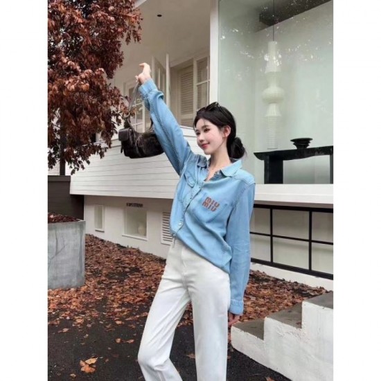 MIU MIU Miu Miu Denim Shirt 2024FW Fall/Winter Super Popular Sold Out Immediately MIU MIU Miu Miu Denim Shirt 2024FW Fall/Winter Super Popular Sold Out Immediately