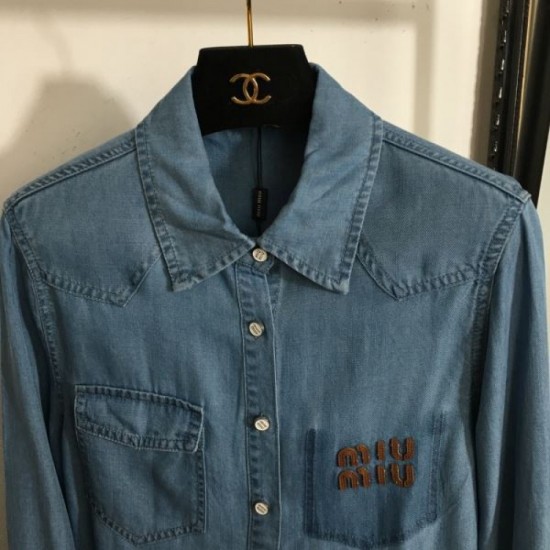 MIU MIU Miu Miu Denim Shirt 2024FW Fall/Winter Super Popular Sold Out Immediately MIU MIU Miu Miu Denim Shirt 2024FW Fall/Winter Super Popular Sold Out Immediately