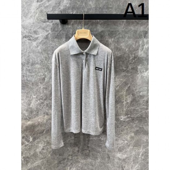 MIU MIU Miu Miu Polo Shirt 2024FW Retro atmosphere MIU MIU Miu Miu Polo Shirt 2024FW Retro atmosphere