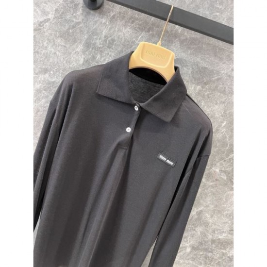 MIU MIU Miu Miu Polo Shirt 2024FW Retro atmosphere MIU MIU Miu Miu Polo Shirt 2024FW Retro atmosphere