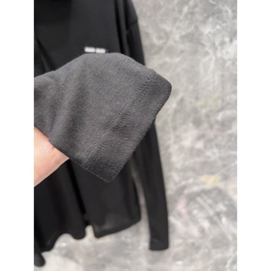 MIU MIU Miu Miu Polo Shirt 2024FW Retro atmosphere MIU MIU Miu Miu Polo Shirt 2024FW Retro atmosphere
