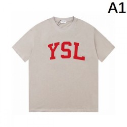 2024SS Trendy Item YSL Yves Saint Laurent Men's Short Sleeve T-Shirt