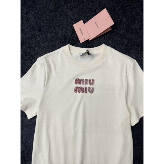 2024SS Short Sleeve T-shirt MIU MIU Stylish Style 2024SS Short Sleeve T-shirt MIU MIU Stylish Style