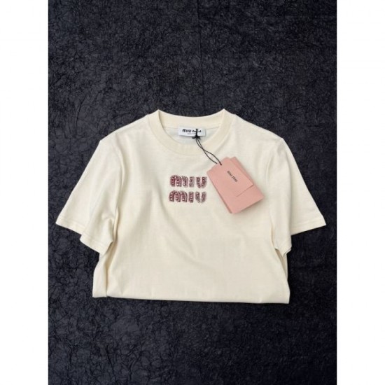 2024SS Short Sleeve T-shirt MIU MIU Stylish Style 2024SS Short Sleeve T-shirt MIU MIU Stylish Style