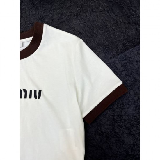 2024SS Short sleeve T-shirt MIU MIU Must-see, elegant and elegant 2024SS Short sleeve T-shirt MIU MIU Must-see, elegant and elegant