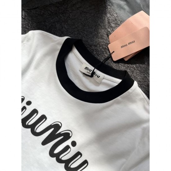 2024SS Short Sleeve T-shirt MIU MIU Cheapest Sale 2024SS Short Sleeve T-shirt MIU MIU Cheapest Sale