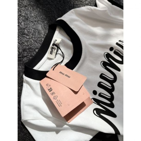 2024SS Short Sleeve T-shirt MIU MIU Cheapest Sale 2024SS Short Sleeve T-shirt MIU MIU Cheapest Sale