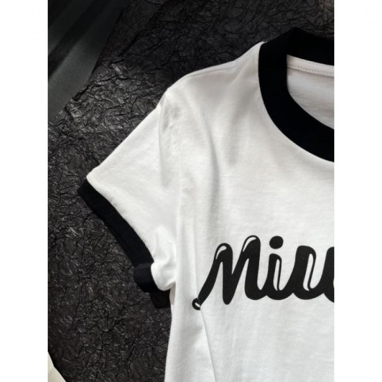 2024SS Short Sleeve T-shirt MIU MIU Cheapest Sale 2024SS Short Sleeve T-shirt MIU MIU Cheapest Sale